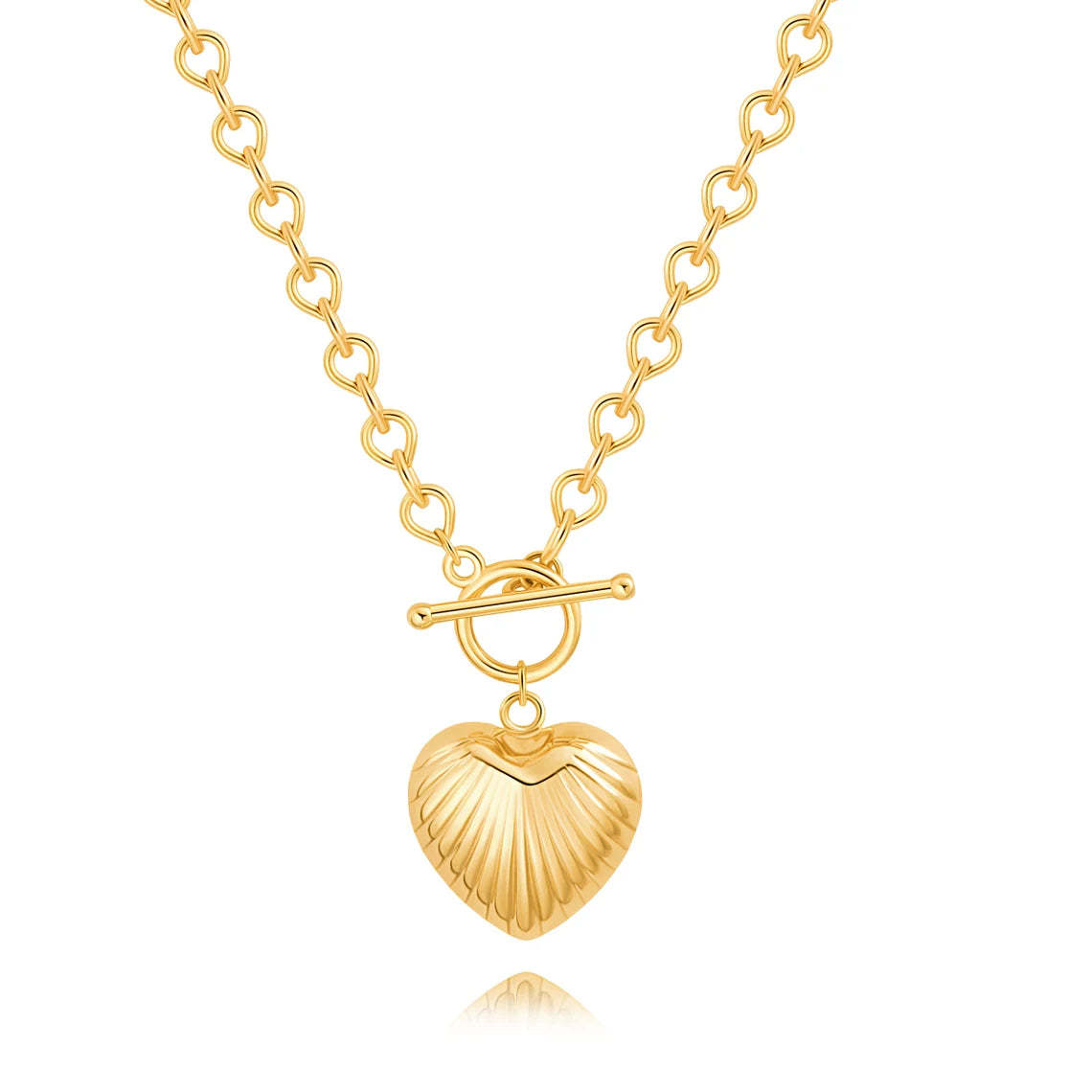 Ladies' Textured Puffy Heart Pendant Necklace - Available in 14K and 18K Gold Plated & Solid, Perfect for Romantic Gestures