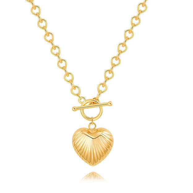 Ladies' Textured Puffy Heart Pendant Necklace - Available in 14K and 18K Gold Plated & Solid, Perfect for Romantic Gestures