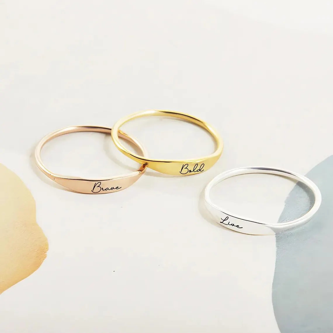 Express Your Individuality with Personalized Stackable Rings - Gold Plated for a Chic Look. #StackableRings #PersonalizedJewelry #FashionRings