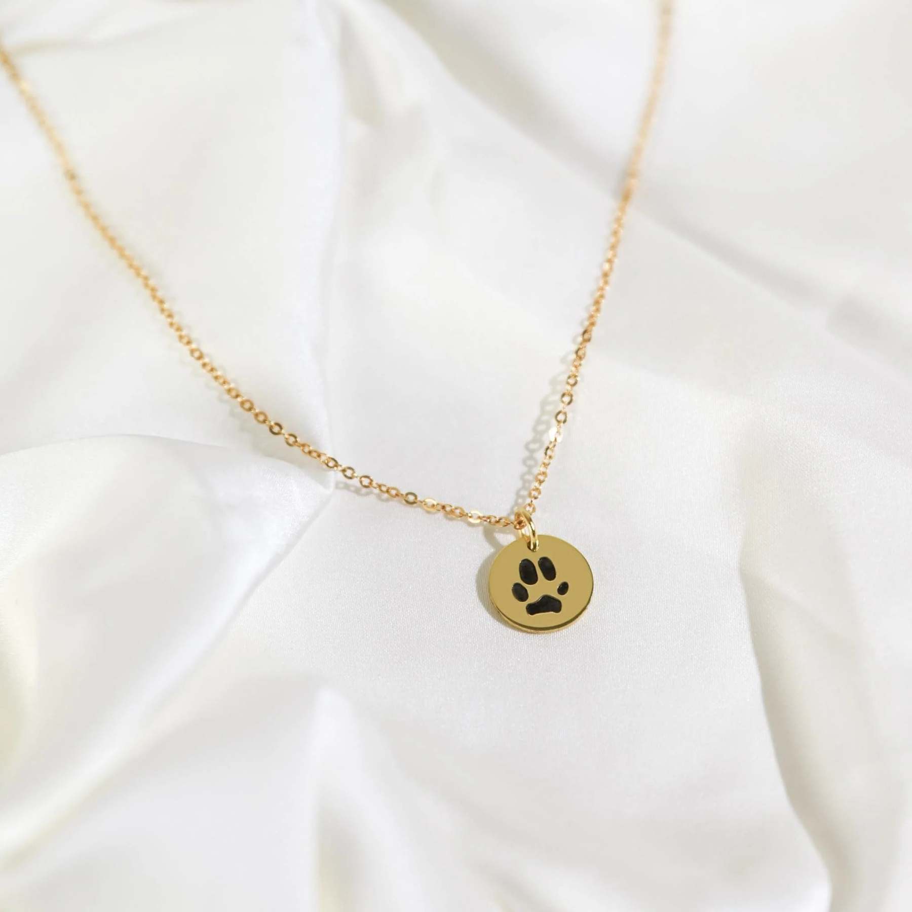 14k Gold  Paw Print Necklace