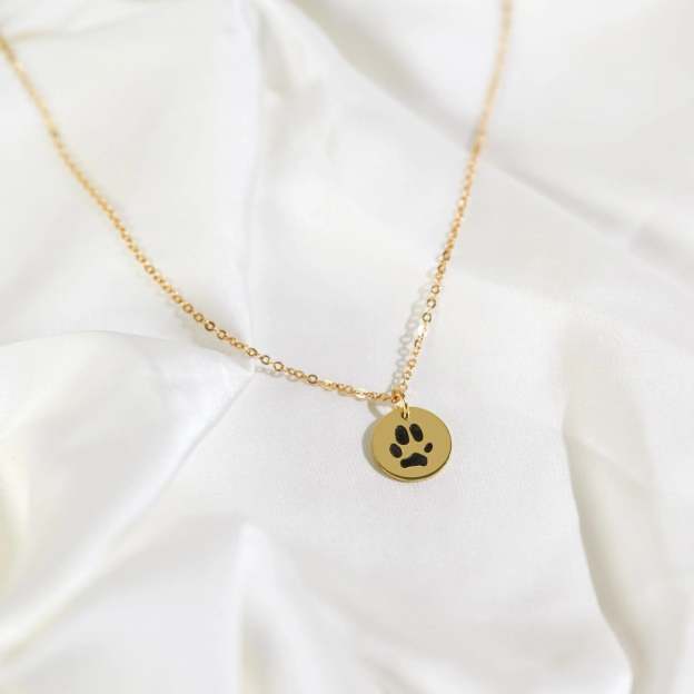 14k Gold  Paw Print Necklace