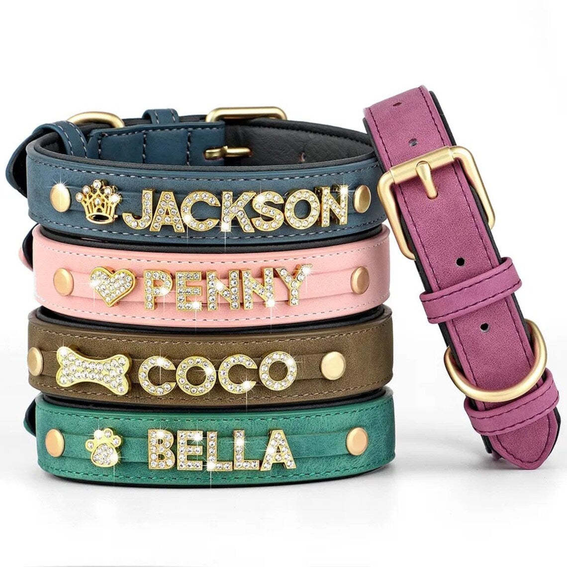 Customize Your Pet's Style - Personalized Rhinestone Dog Collars in Multiple Colors. #PersonalizedDogCollars #RhinestoneCollars #PetFashion