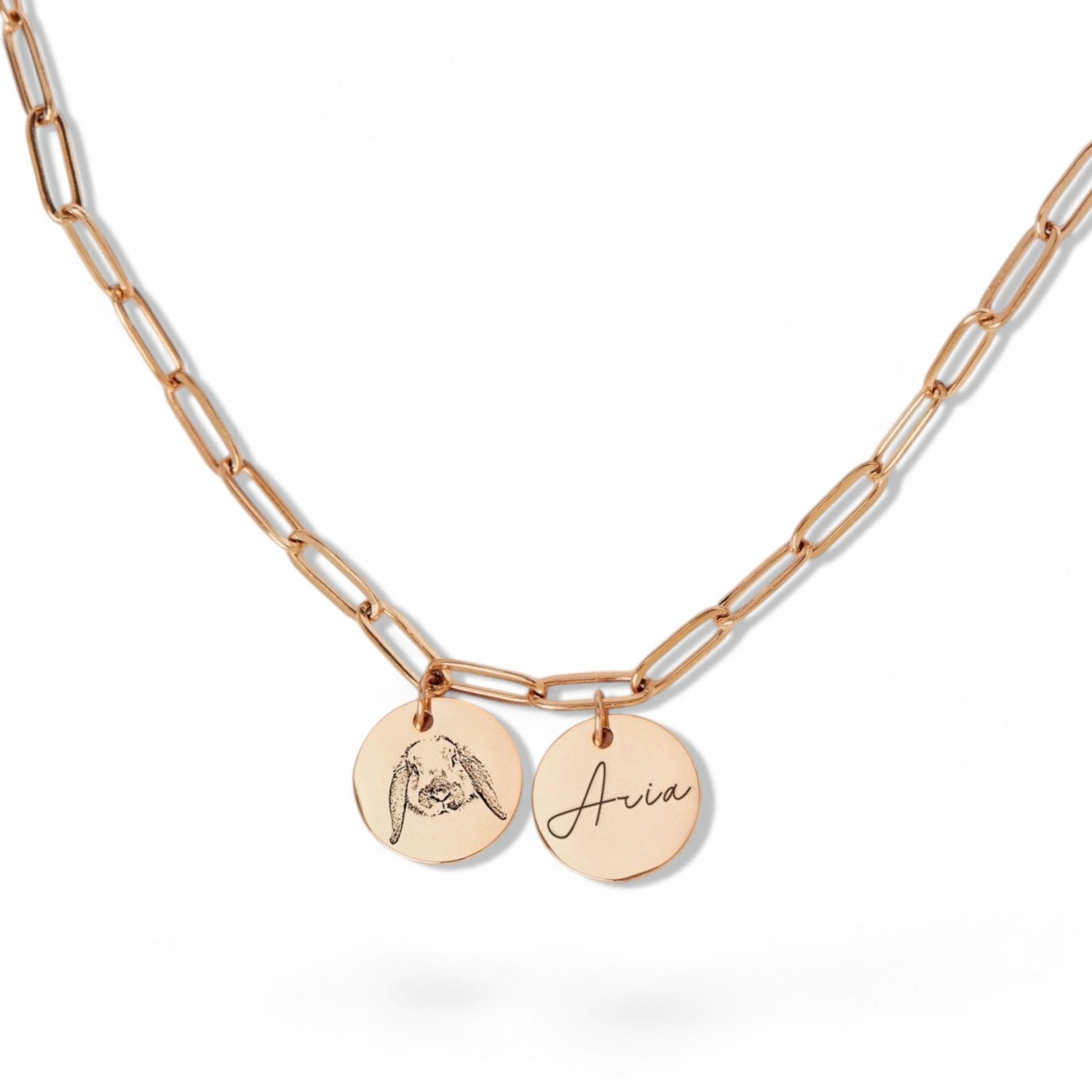 Custom Engraved 14K Rose Gold Charm Necklace – Personalized with Name and Floral Design – Unique Gift for Her