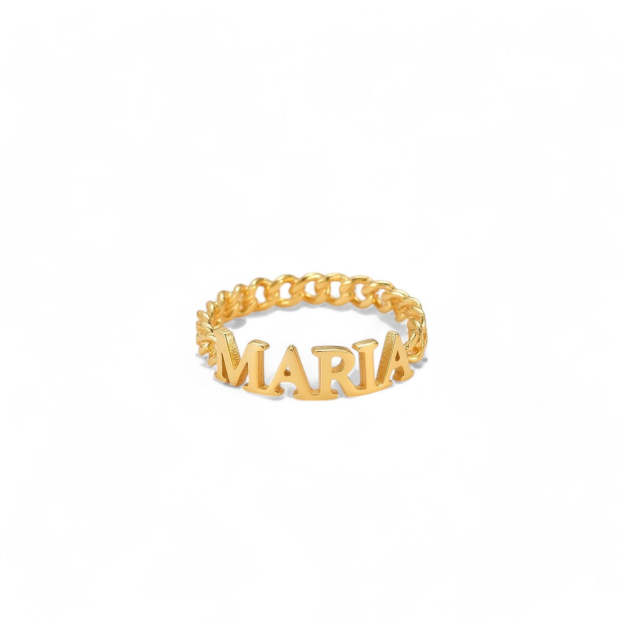 Custom 18K Gold Plated Name Ring - Personalized 925 Sterling Silver, 14K Yellow, Rose, or White Gold for a Luxurious Touch