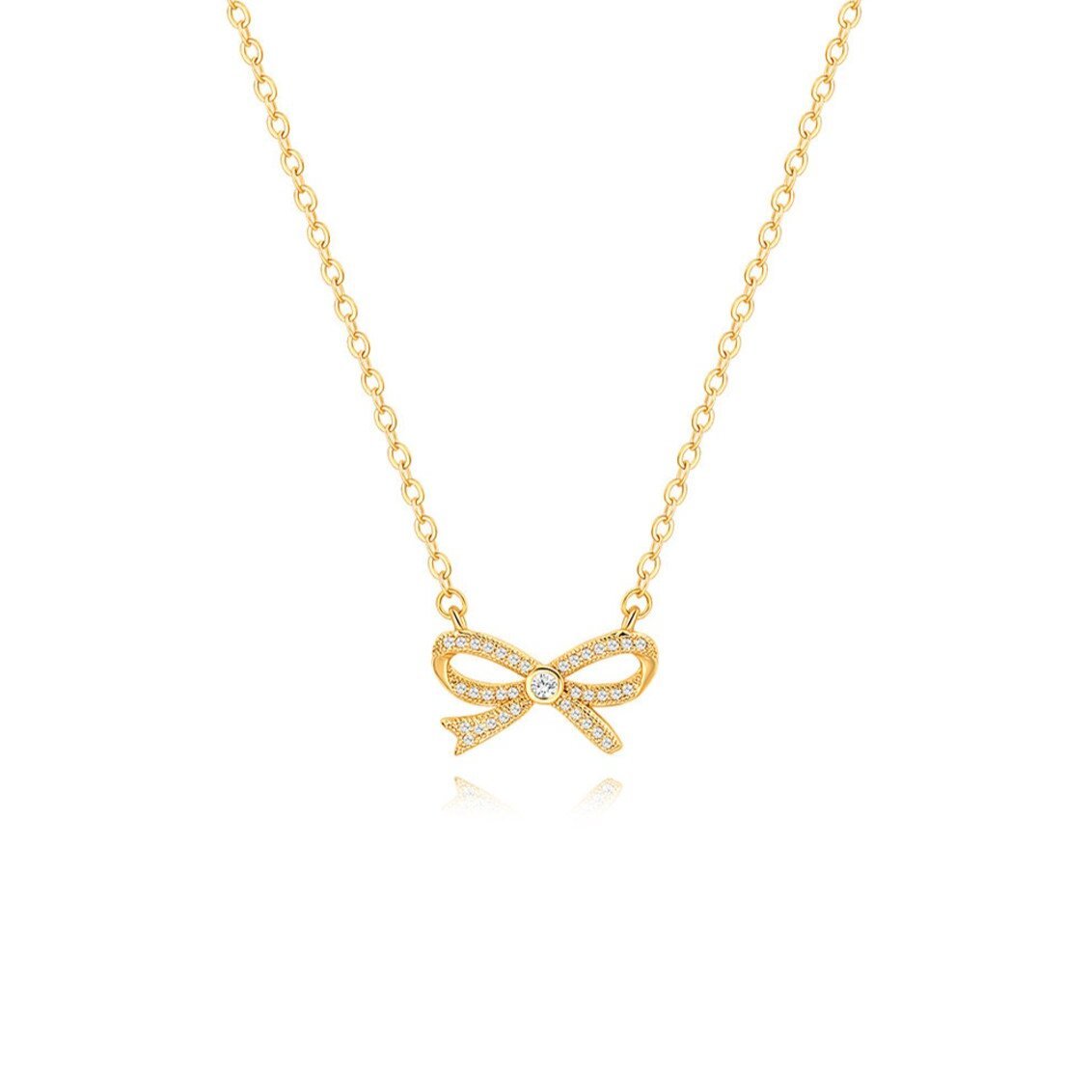 Elegant Gold Bow Pendant Necklace - Exquisitely Crafted in 14K and 18K Gold Plated & Solid