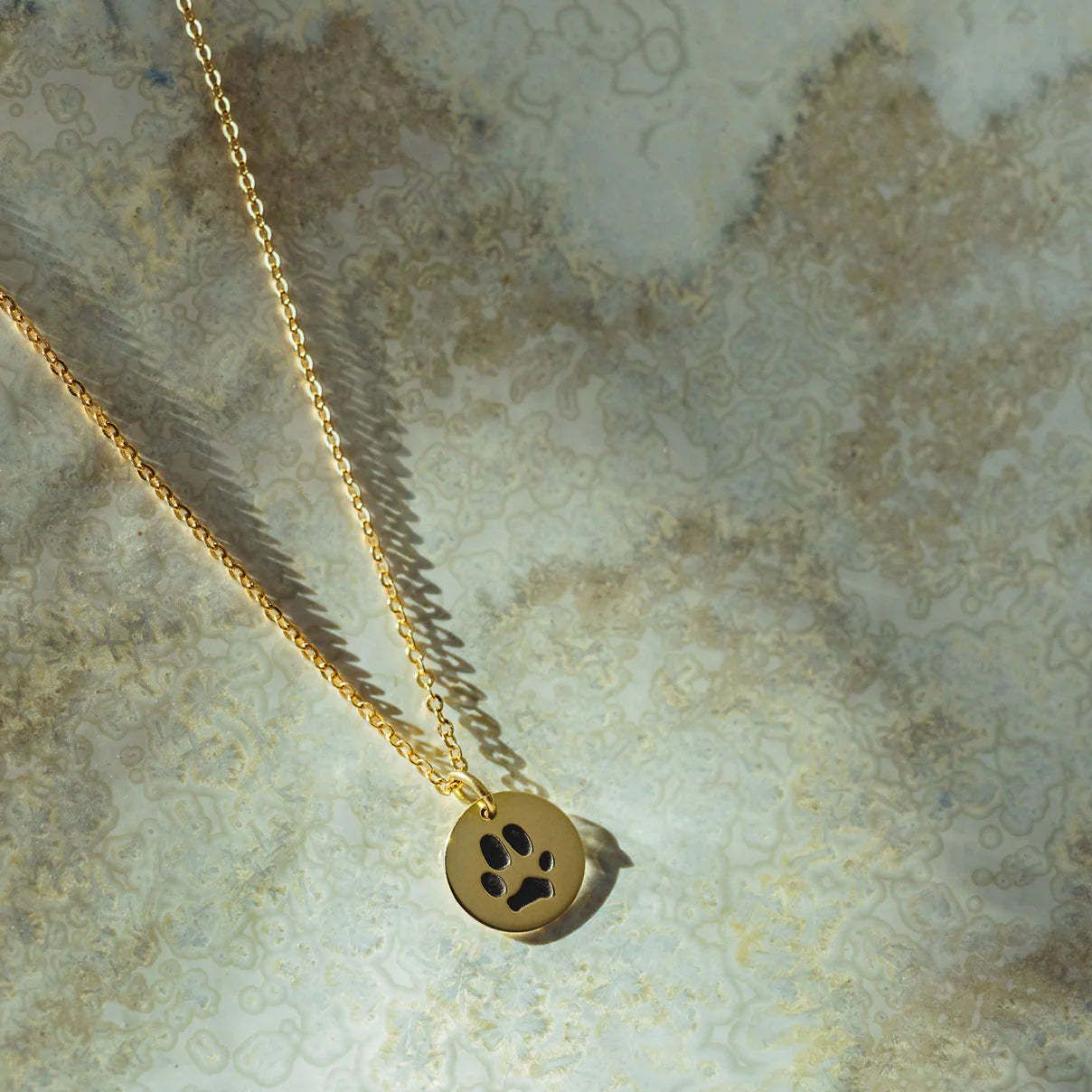 14k Gold  Paw Print Necklace