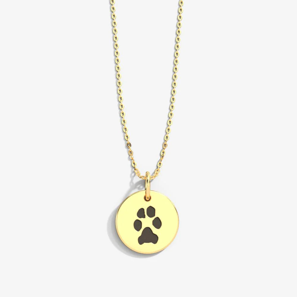 14k Gold  Paw Print Necklace