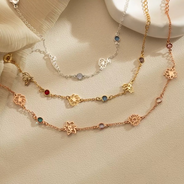 birth stones and flowers bracelet