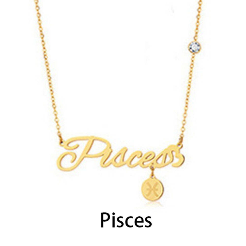 12 Zodiac Signs Name Necklace