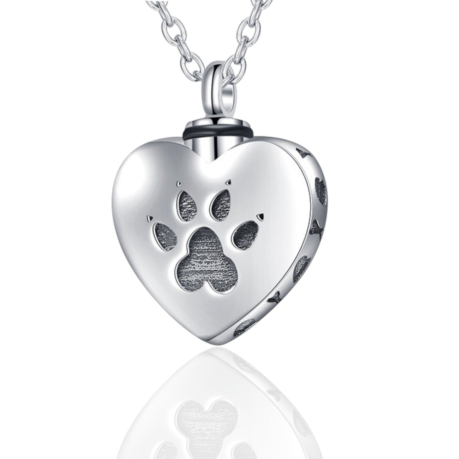 925 Sterling Silver Necklace Pet Paw Print Urn Necklace