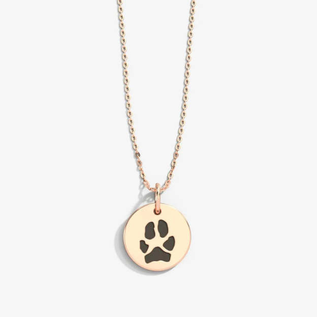14k Rose Gold Paw Print Necklace