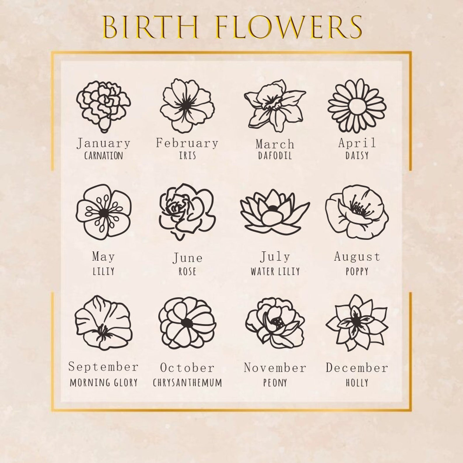 birth stones and flowers bracelet