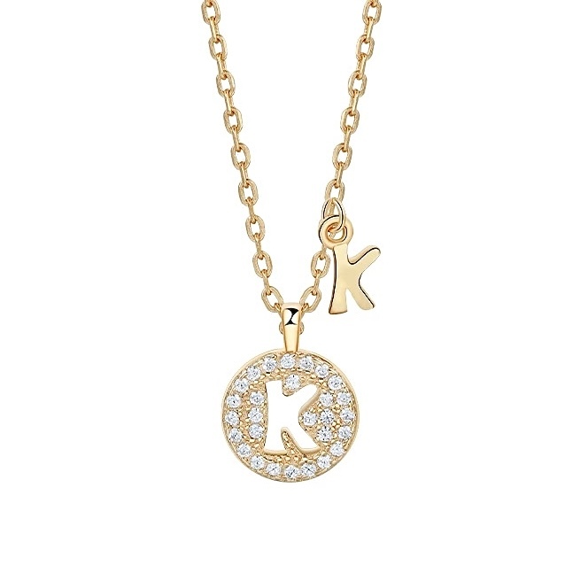14K gold-plated necklace featuring an alphabet letter pendant