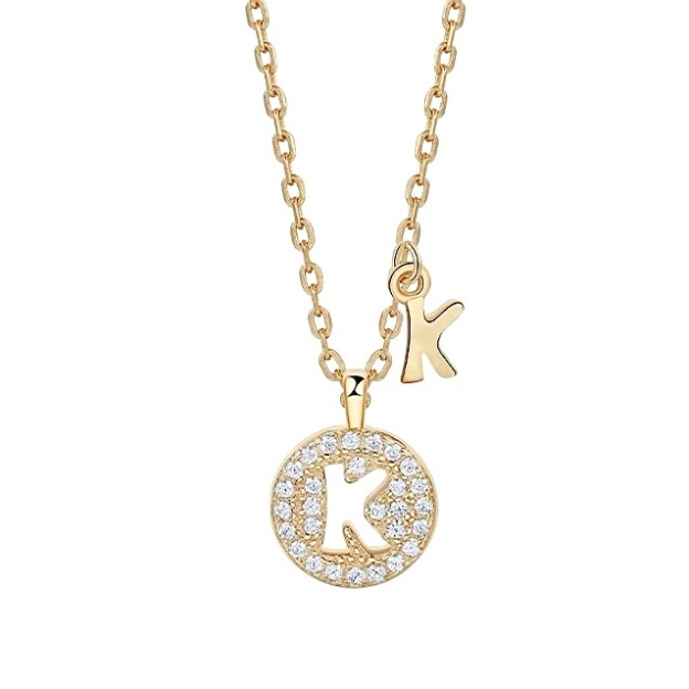 14K gold-plated necklace featuring an alphabet letter pendant