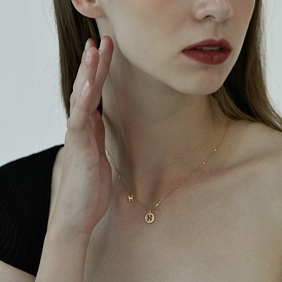 14K gold-plated necklace featuring an alphabet letter pendant