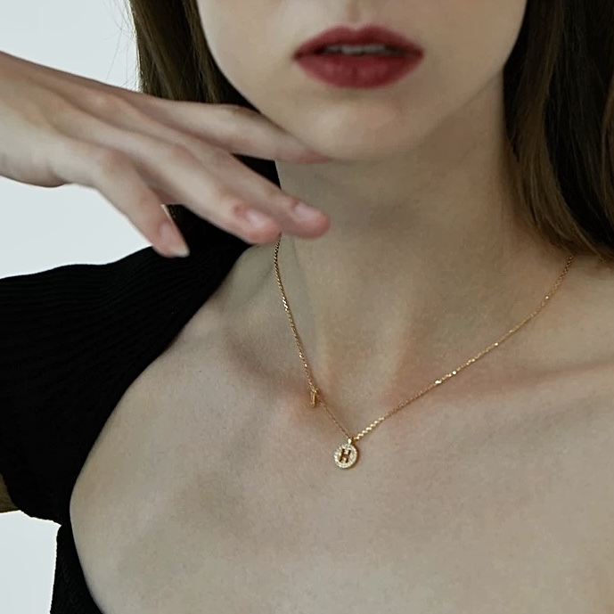 14K gold-plated necklace featuring an alphabet letter pendant