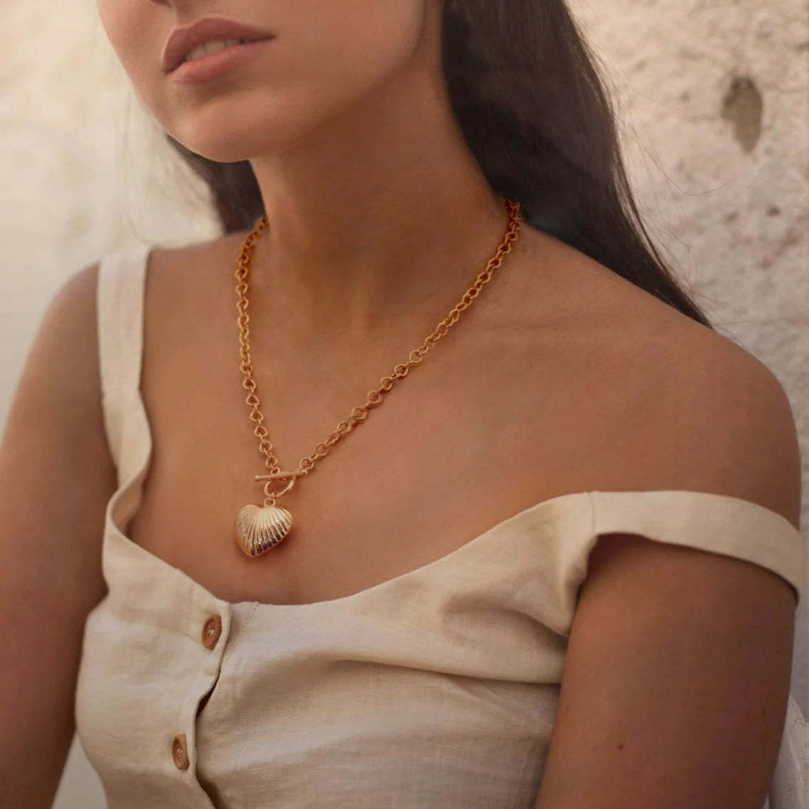 Ladies' Textured Puffy Heart Pendant Necklace - Available in 14K and 18K Gold Plated & Solid, Perfect for Romantic Gestures