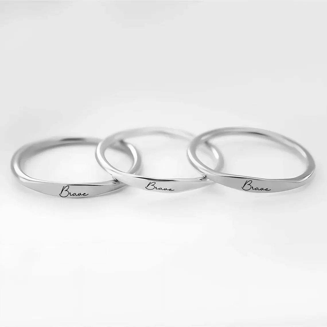 Carry Courage with You - Silver 'Brave' Rings, a Symbol of Strength. #SilverRings #BraveJewelry #EmpoweringFashion
