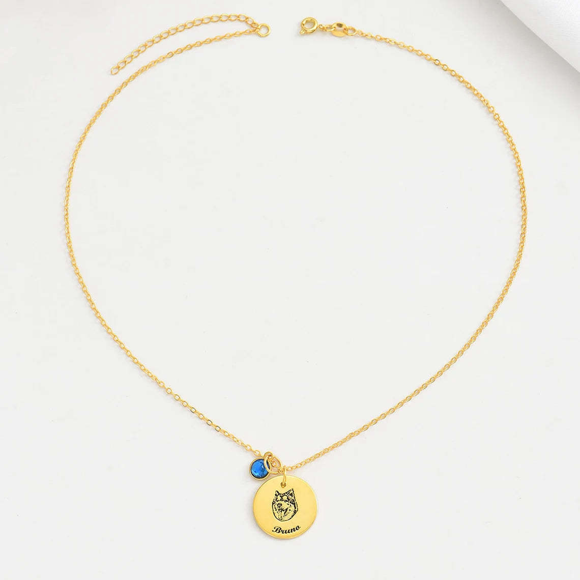 Personalized 14K Gold Pet Memorial Necklace - Engrave Your Pet's Name, Choose Birthstone, Available in 925 Silver, 14K Yellow, Rose, White Gold