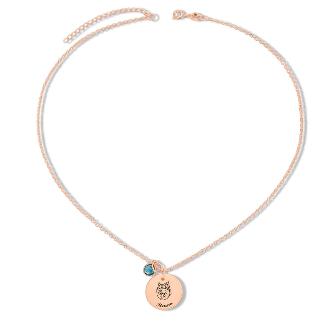 Personalized 14K Gold Pet Memorial Necklace - Engrave Your Pet's Name, Choose Birthstone, Available in 925 Silver, 14K Yellow, Rose, White Gold