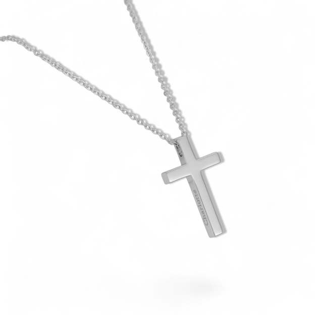 Personalized Silver Cross Necklace – Custom Engraved Sterling Silver Christian Cross Pendant for Women