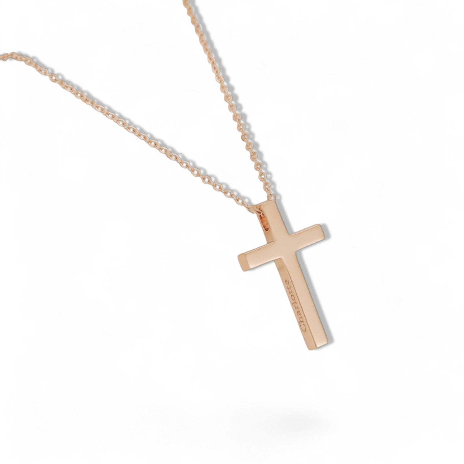 Personalized Rose Gold Cross Necklace - Custom Engraved Sterling Silver Christian Cross Pendant for Women
