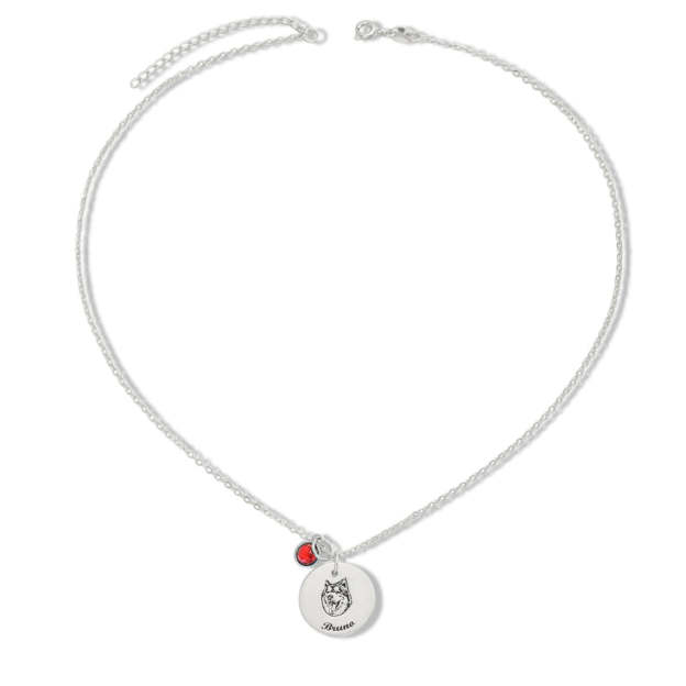 Personalized 14K Gold Pet Memorial Necklace - Engrave Your Pet's Name, Choose Birthstone, Available in 925 Silver, 14K Yellow, Rose, White Gold