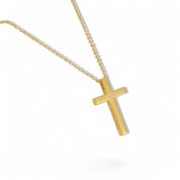 Personalized Gold Cross Necklace – Custom Engraved 18K Gold Plated Christian Cross Pendant Necklace for Women