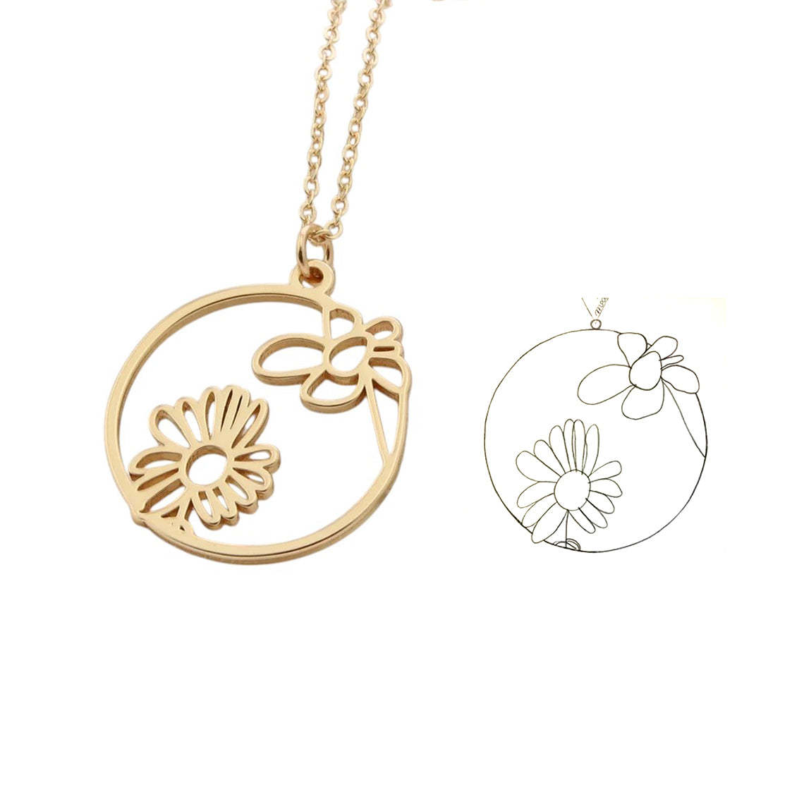 Custom Children's ArtworkPendant Necklace - Personalized with Your Child's Drawing in 925 Silver, 14K Gold, White Gold, or Pure Gold