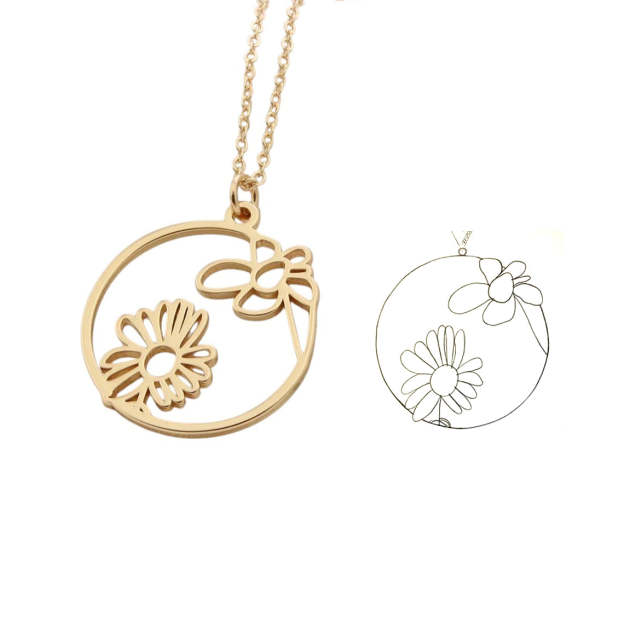 Custom Children's ArtworkPendant Necklace - Personalized with Your Child's Drawing in 925 Silver, 14K Gold, White Gold, or Pure Gold