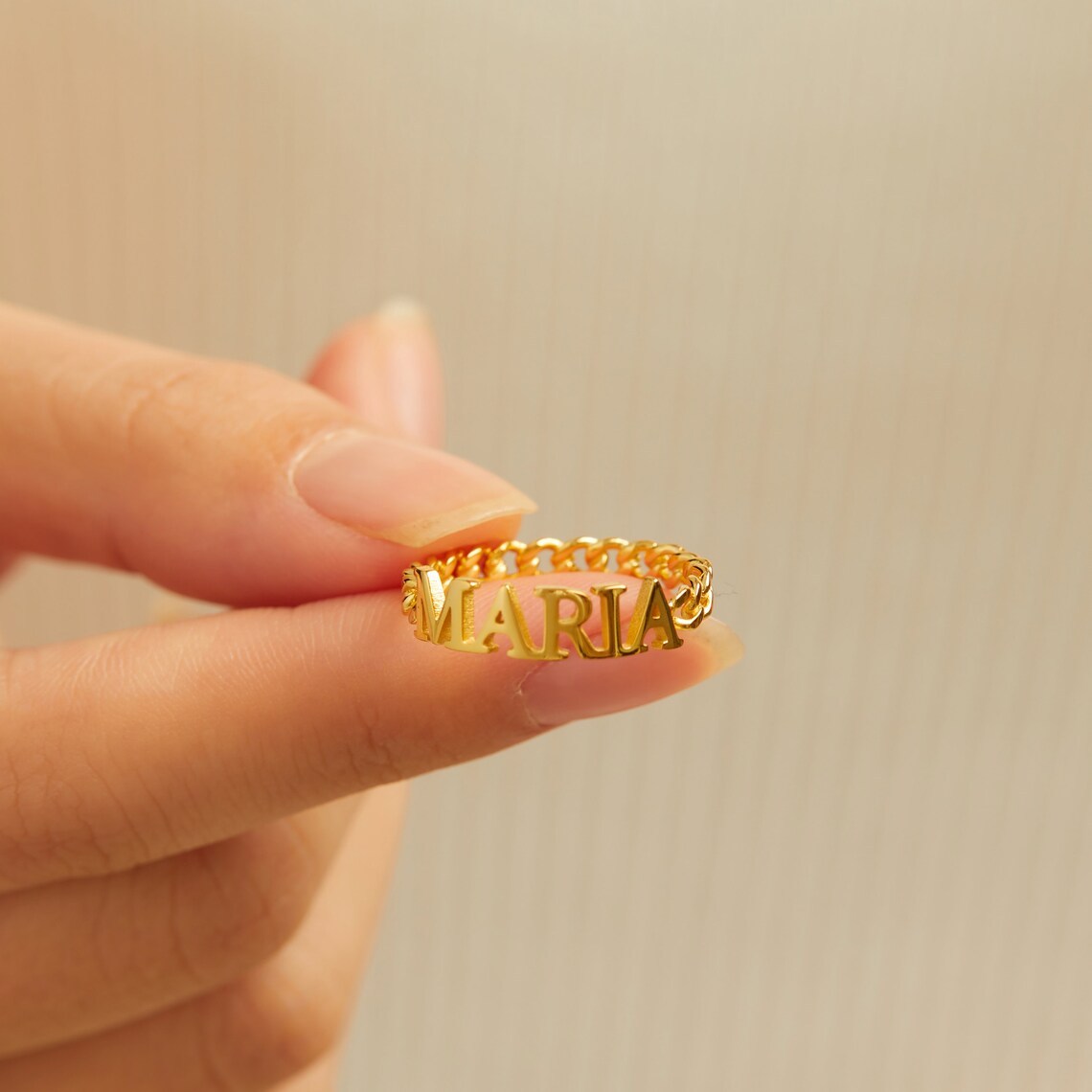 Custom 18K Gold Plated Name Ring - Personalized 925 Sterling Silver, 14K Yellow, Rose, or White Gold for a Luxurious Touch
