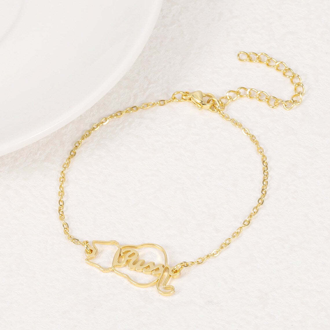 Gold Plated Pet-Wrapped Name Bracelet - Personalized Engraved Jewelry Gift