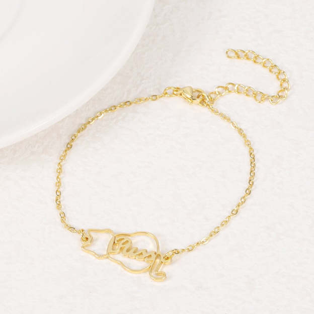 Gold Plated Pet-Wrapped Name Bracelet - Personalized Engraved Jewelry Gift