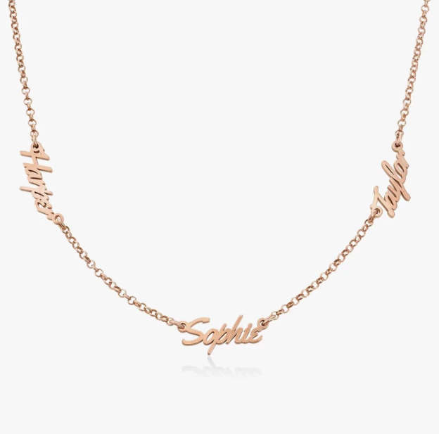 Personalized 14K Gold Family Name Necklace - Customize with Any Names, Available in 925 Silver, 14K Yellow, Rose, White Gold, and 18K Gold