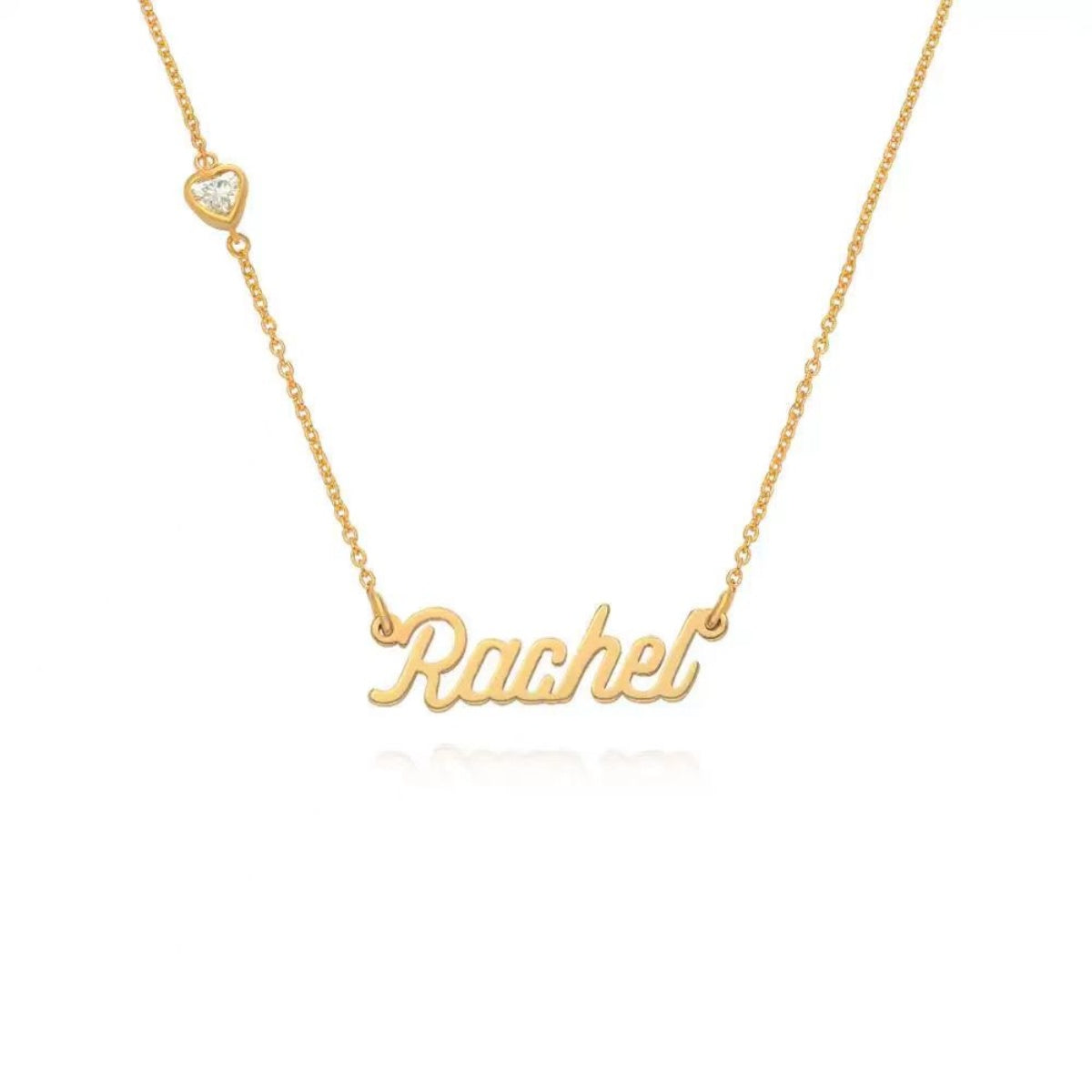 Personalized 14K Gold Nameplate Necklace - Engrave Any Name, Available in 925 Silver, 14K Yellow, Rose, and White Gold