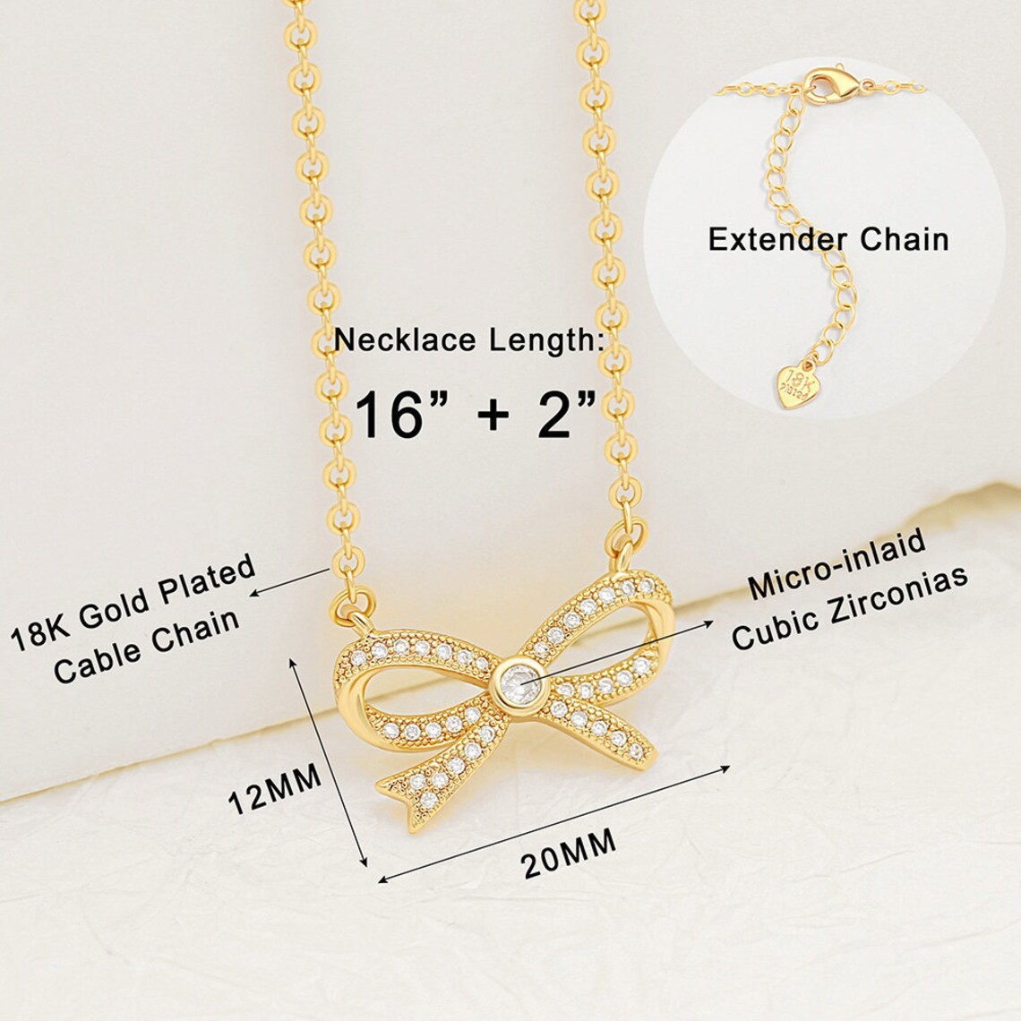 Elegant Gold Bow Pendant Necklace - Exquisitely Crafted in 14K and 18K Gold Plated & Solid