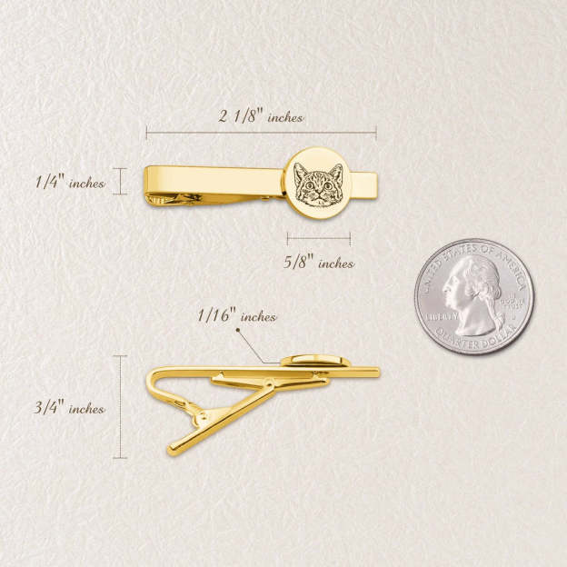 Gold-Tone Custom Cat Face Tie Clip
