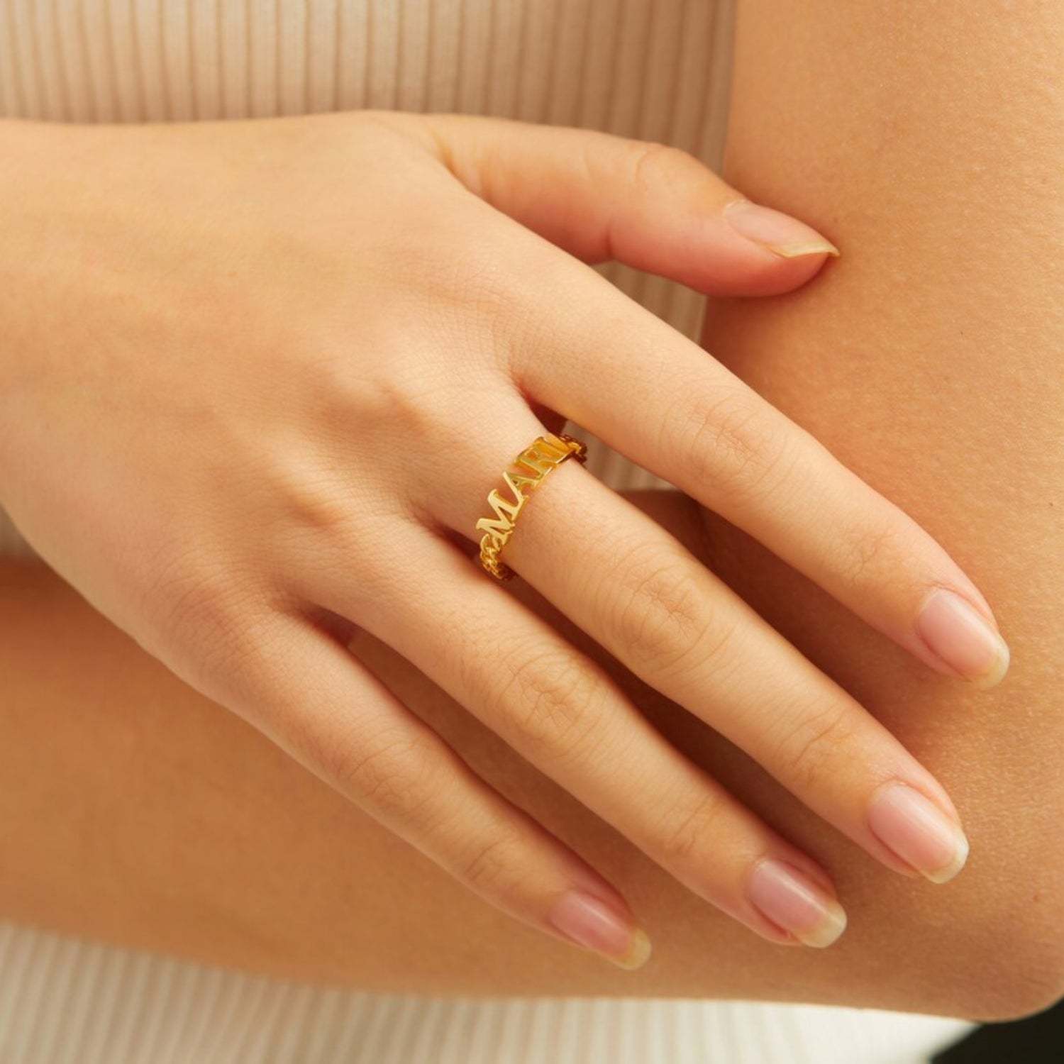 Custom 18K Gold Plated Name Ring - Personalized 925 Sterling Silver, 14K Yellow, Rose, or White Gold for a Luxurious Touch