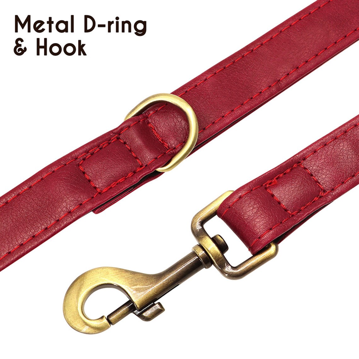 Custom PU Leather Dog ID Collar and Leash Set - Personalized with Name and Number, Available in Brown, Pink, Green, Rose Red