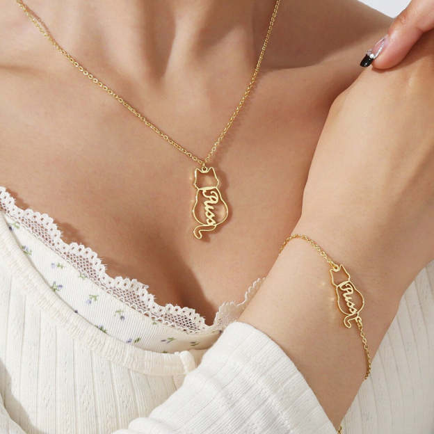 Gold Plated Pet-Wrapped Name Bracelet - Personalized Engraved Jewelry Gift