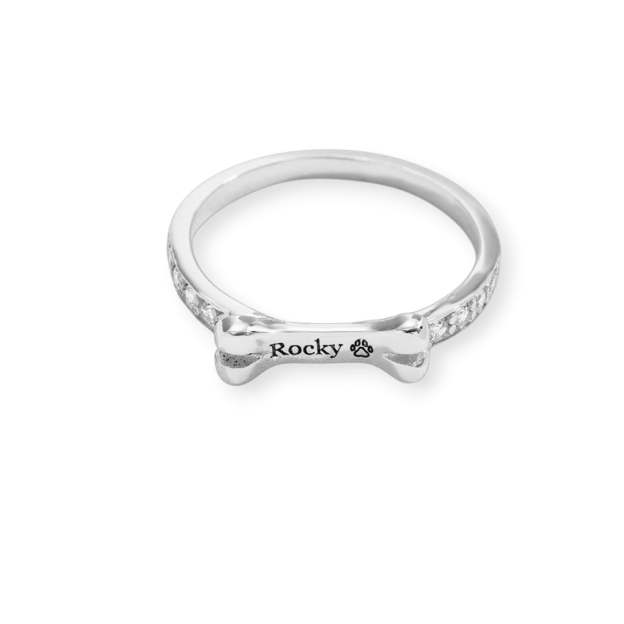 Custom Gold-Tone Dog Bone Ring - Personalized with Your Pet's Name. #PetNameRing #DogBoneRing #GoldToneJewelry