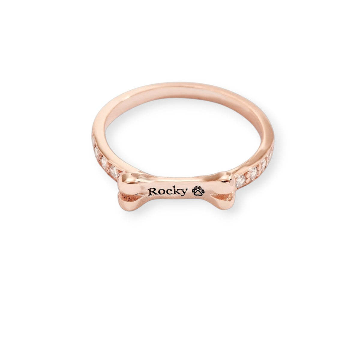 Custom Gold-Tone Dog Bone Ring - Personalized with Your Pet's Name. #PetNameRing #DogBoneRing #GoldToneJewelry