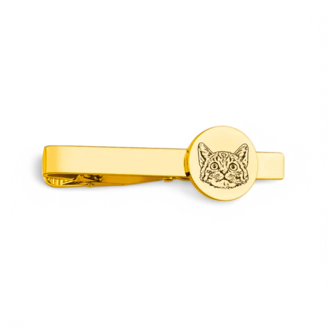 Gold-Tone Custom Cat Face Tie Clip