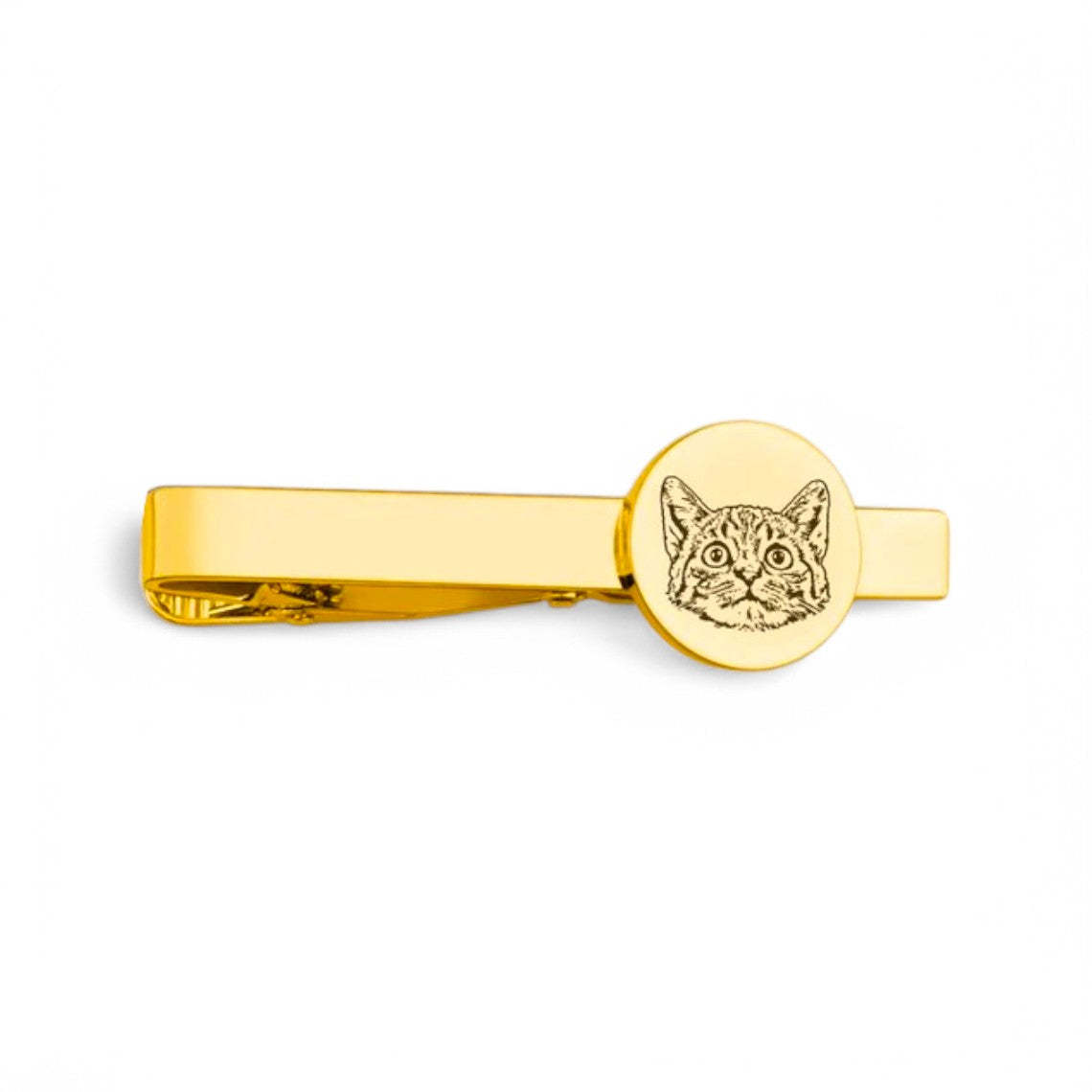 Gold-Tone Custom Cat Face Tie Clip