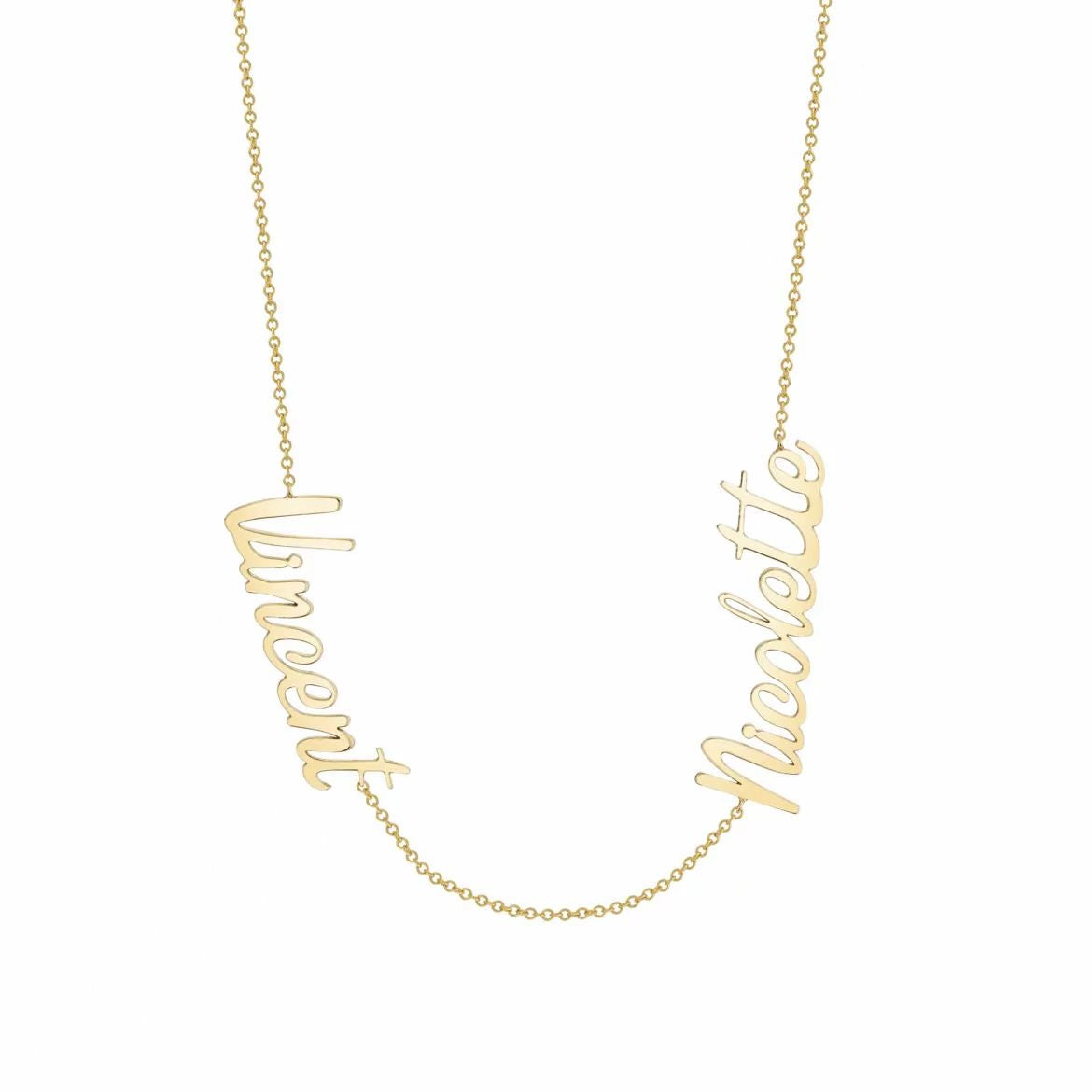 Personalized 14K Gold Family Name Necklace - Customize with Any Names, Available in 925 Silver, 14K Yellow, Rose, White Gold, and 18K Gold