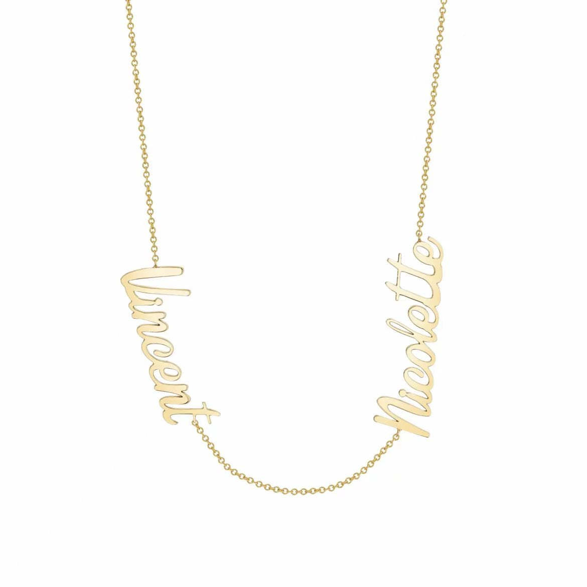 Personalized 14K Gold Family Name Necklace - Customize with Any Names, Available in 925 Silver, 14K Yellow, Rose, White Gold, and 18K Gold