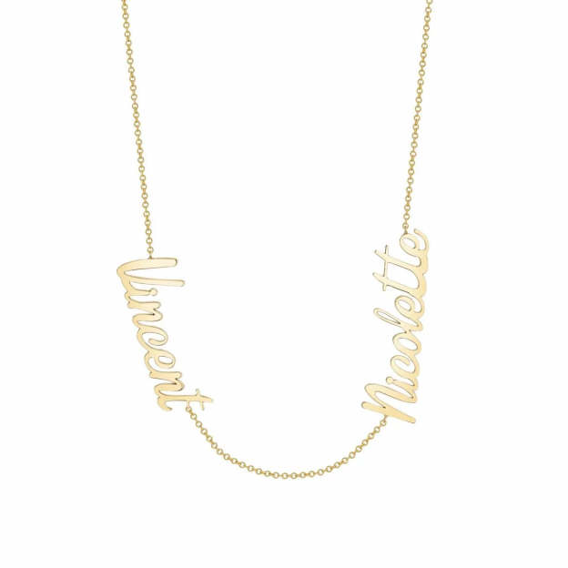 Personalized 14K Gold Family Name Necklace - Customize with Any Names, Available in 925 Silver, 14K Yellow, Rose, White Gold, and 18K Gold