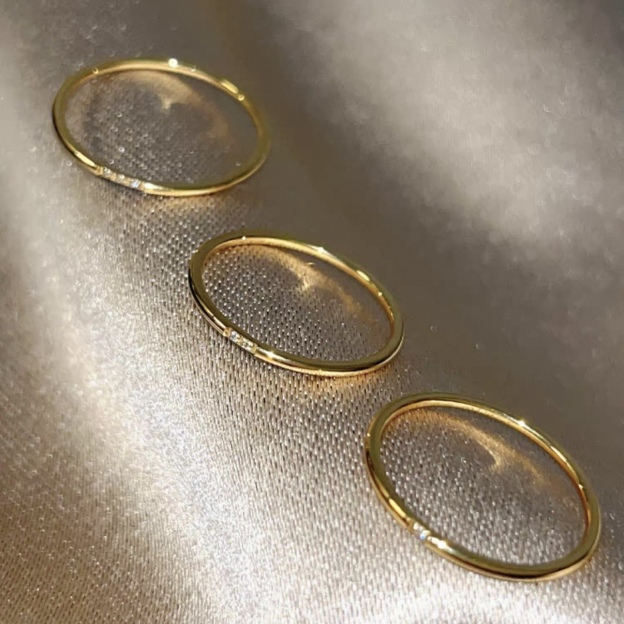 18K Gold, Gold-Plated, Stackable Rings, Fashion Jewelry, Women's Accessories