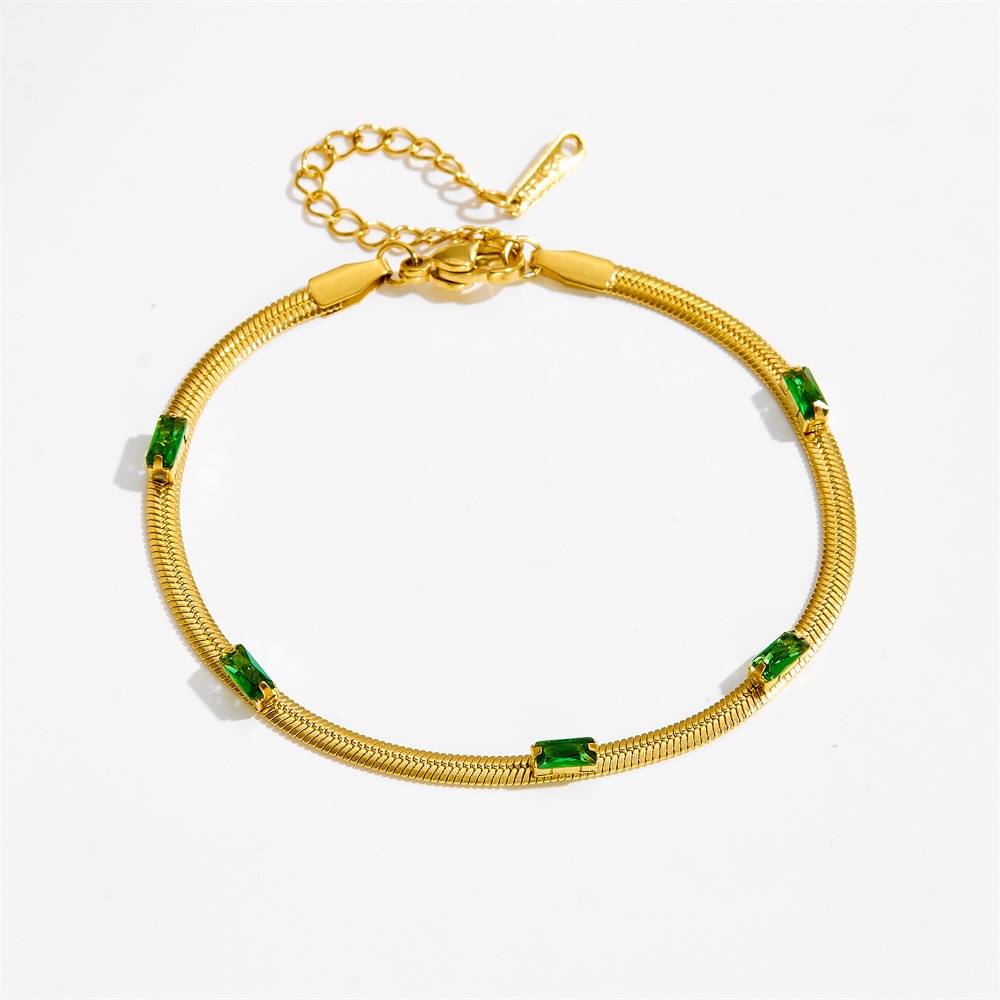 Gold-tone bracelet, emerald accents, adjustable bracelet, women's jewelry, elegant bracelet
