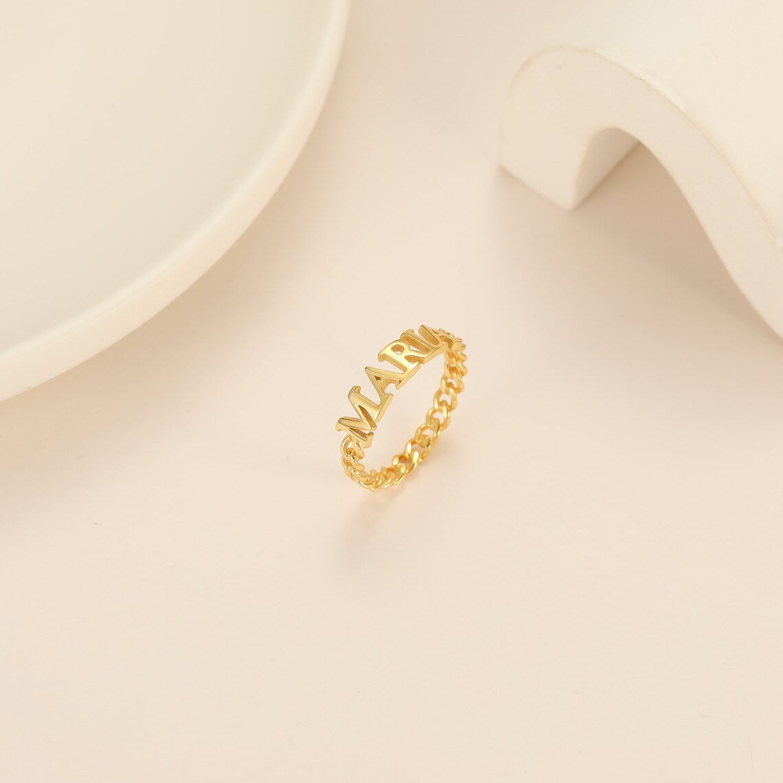 Custom 18K Gold Plated Name Ring - Personalized 925 Sterling Silver, 14K Yellow, Rose, or White Gold for a Luxurious Touch